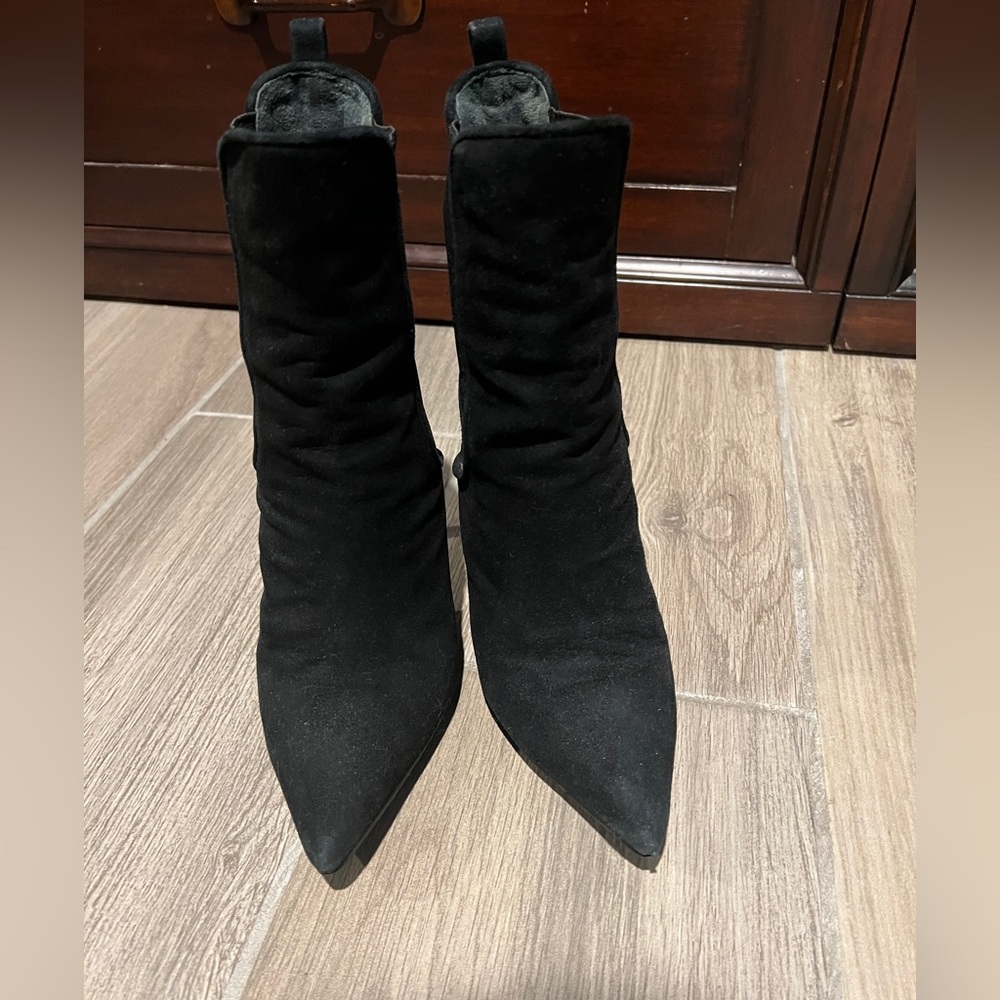 Schutz Stiletto Black Suede Ankle Boot